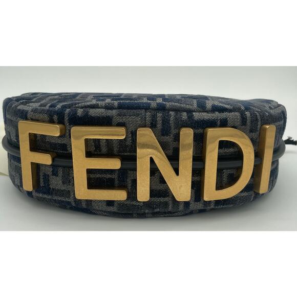 NEW FENDI FENDIGRAPHY FF LOGO BLUE HOBO BAG PURSE NWT AUTHENTIC! - Picture 8 of 13